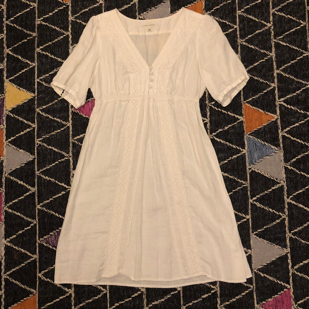 ♡Like New! Banana Republic White Linen/Lace Dress♡